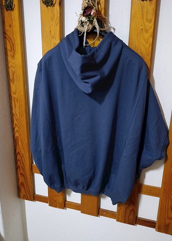 Kadın Kapüşonlu Mavi Salaş Sweatshirt - Görsel 7