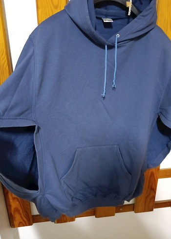 Kadın Kapüşonlu Mavi Salaş Sweatshirt - Görsel 5