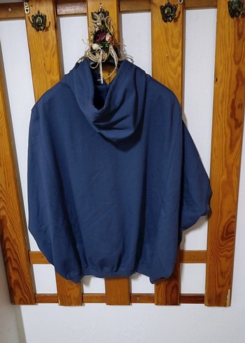 Kadın Kapüşonlu Mavi Salaş Sweatshirt - Görsel 8