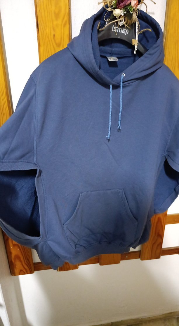 Kadın Kapüşonlu Mavi Salaş Sweatshirt - Görsel 5