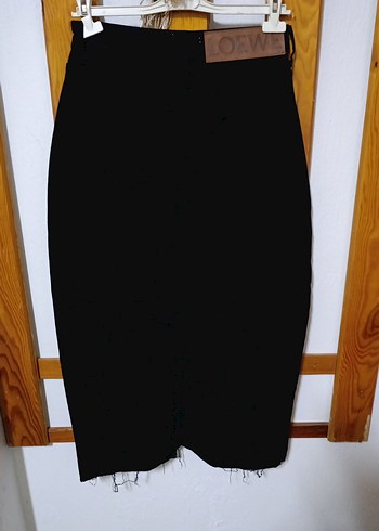 Uzun Yırtmaçlı Siyah Kot Etek - Görsel 6