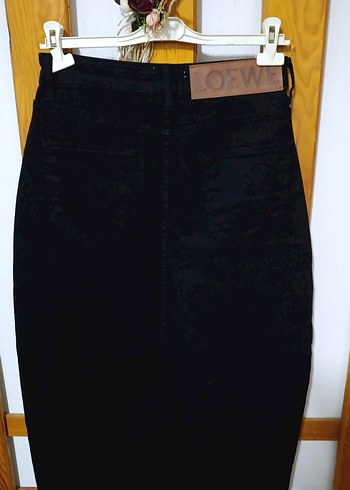 Uzun Yırtmaçlı Siyah Kot Etek - Görsel 7