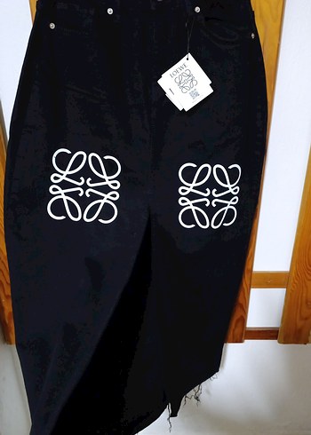 Uzun Yırtmaçlı Siyah Kot Etek - Görsel 4