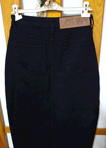 Uzun Yırtmaçlı Siyah Kot Etek - Görsel 8