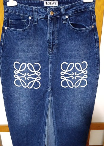 LİKRALI Uzun Yırtmaçlı Kot Etek - Görsel 2