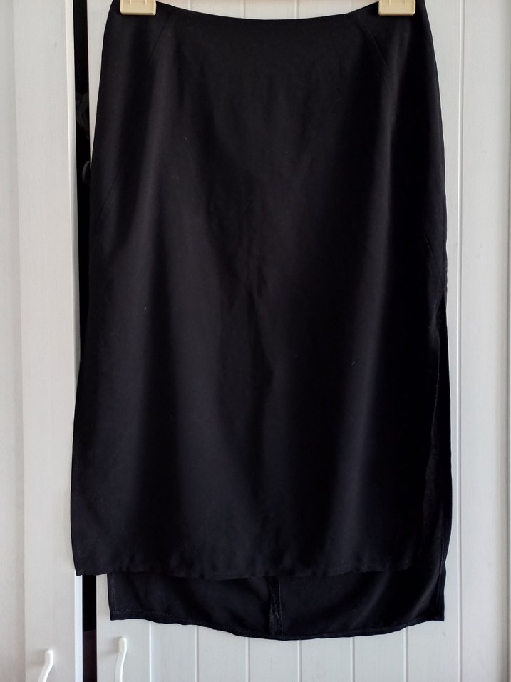 Siyah Midi Boy Yırtmaçlı Etek - Görsel 3