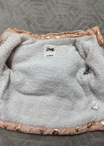 Kız Çocuk Bej Nakışlı Kürklü Mont - Görsel 2