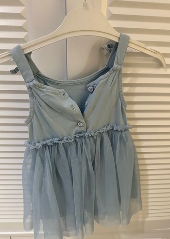LC Waikiki Kız Çocuk Mavi Fırfırlı Askılı Elbise