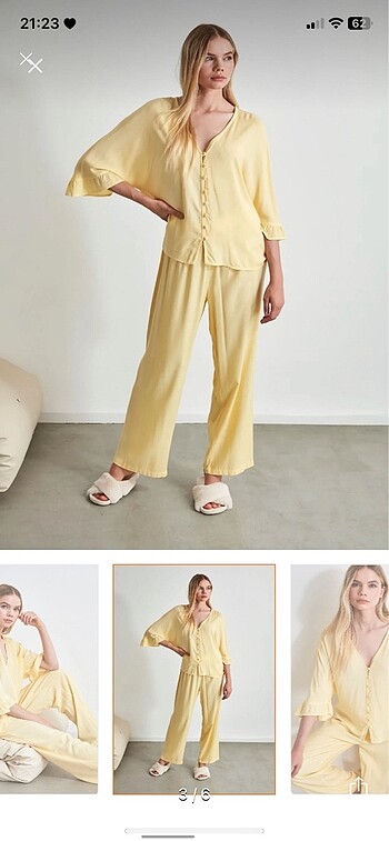38 Beden sarı Renk Pijama takımı