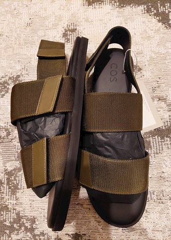 Erkek Haki Minimalist Cırt Cırtlı Sandalet - Görsel 6