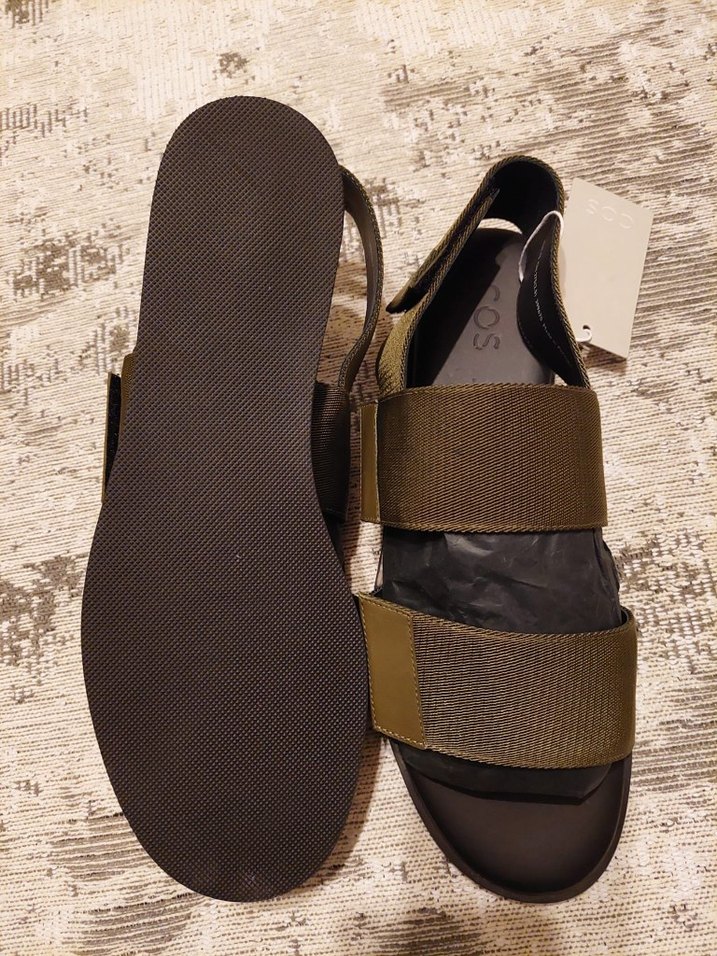 Erkek Haki Minimalist Cırt Cırtlı Sandalet - Görsel 4