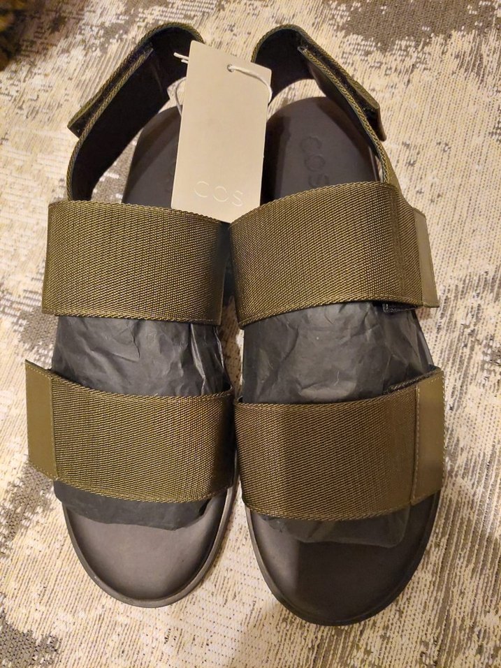 Erkek Haki Minimalist Cırt Cırtlı Sandalet - Görsel 2