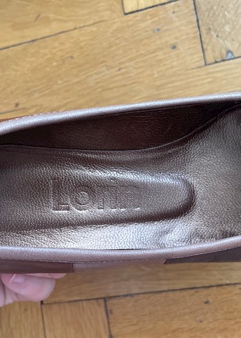 Bej Deri Fiyonklu Dolgu Topuk Kadın Ayakkabı - Görsel 6