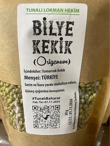 Diğer Bilye kekik tunalı lokman hekim