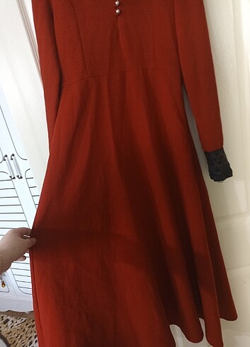 38 Beden bordo Renk Günlük elbise boy 1.26 cm marka elbise 