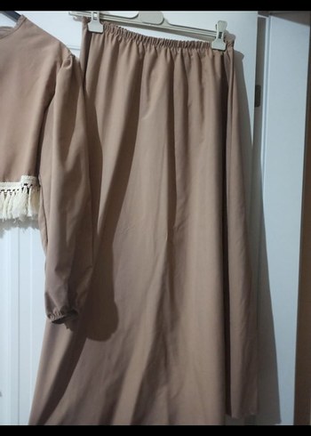 44 Beden camel Renk Bej, Uzun Kollu, Salaş Bohem Takım