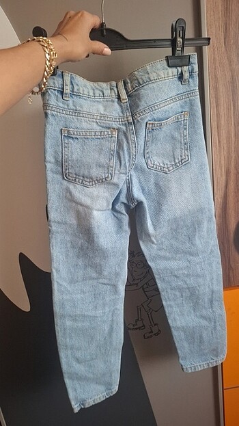 7 Yaş Beden mavi Renk Koton jean