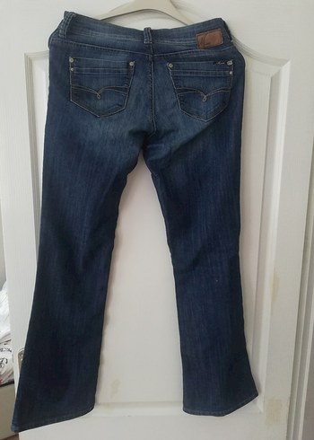 Kadın Lacivert Kemerli Normal Paça Jean - Görsel 4