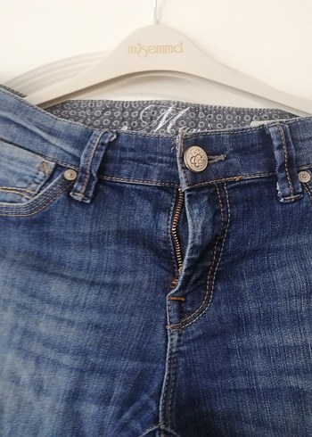 Kadın Lacivert Kemerli Normal Paça Jean - Görsel 5