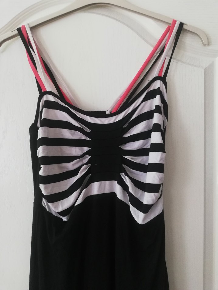 Zebra Desenli Siyah Midi Elbise - Görsel 2