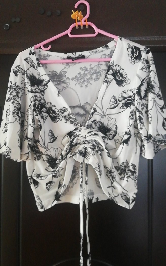 Bohem Stil V Yaka Desenli Kadın Bluz - Görsel 2