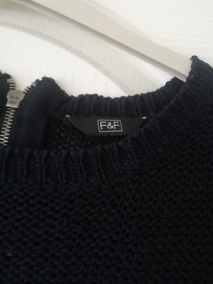 Çizgili Gri Uzun Kollu Kadın Triko Kazak - Görsel 2