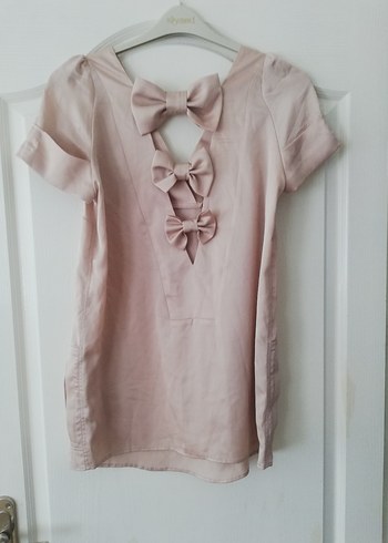 Bej Mini V Yaka Kadın Bluz - Görsel 2