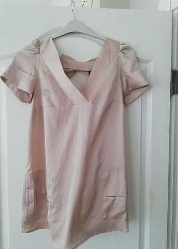 Bej Mini V Yaka Kadın Bluz - Görsel 3