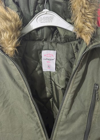 Gri Kamuflaj Kadın Midi Mont - Görsel 3