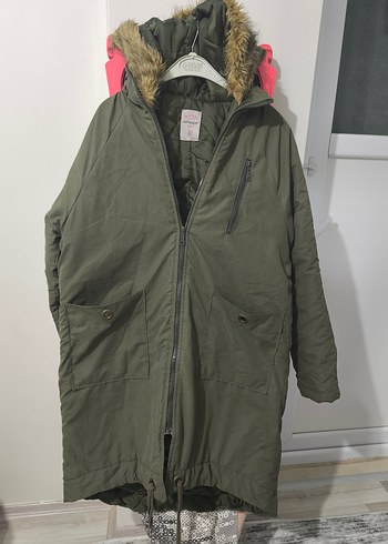 Gri Kamuflaj Kadın Midi Mont - Görsel 2