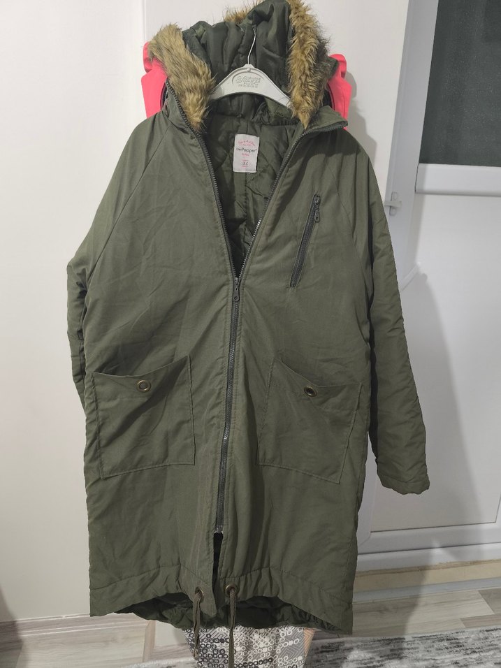 Gri Kamuflaj Kadın Midi Mont - Görsel 2