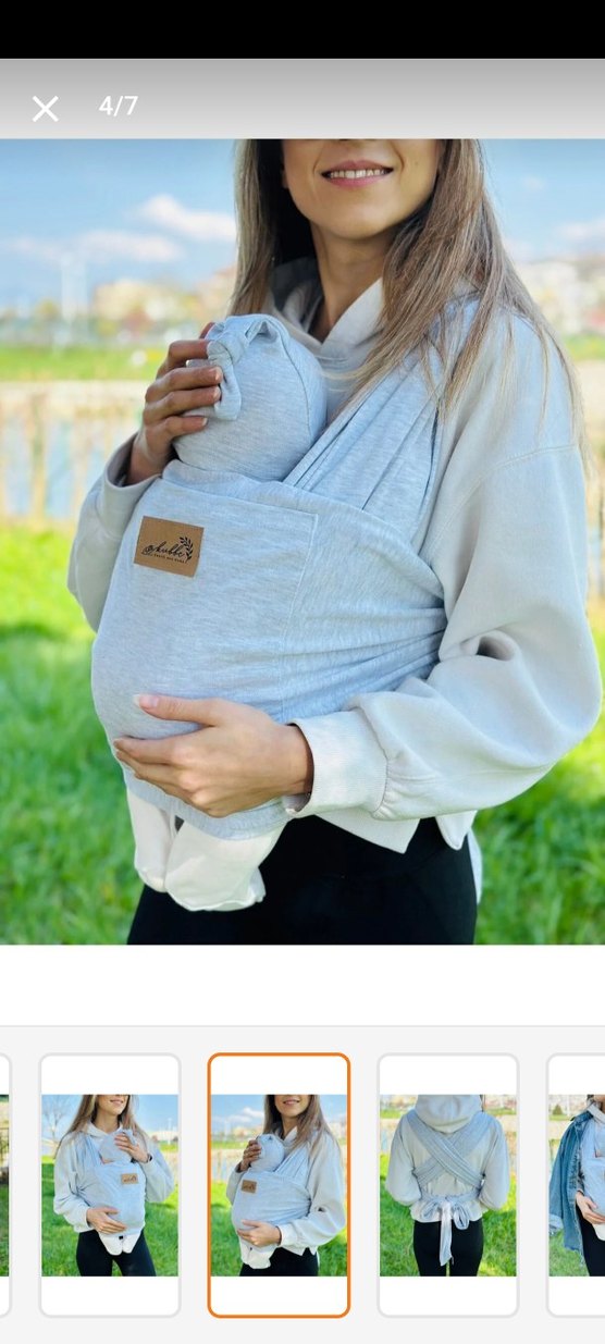 Gri Bebek Taşıma Askısı kanguru - Görsel 5