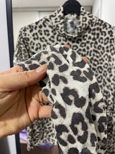 H&M SOFT LEOPAR BOYUNLU H&M BLUZ