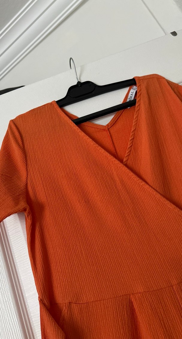 Turuncu V Yaka Uzun Tulum - Görsel 2