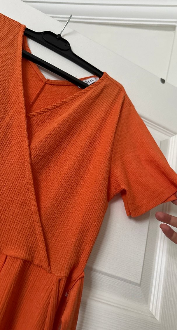 Turuncu V Yaka Uzun Tulum - Görsel 3