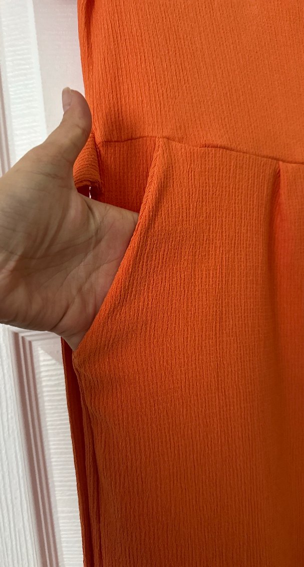 Turuncu V Yaka Uzun Tulum - Görsel 5