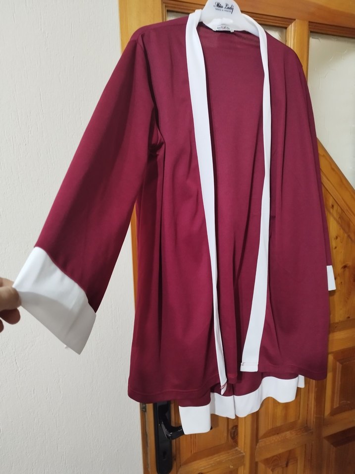 Bordo Kadın Uzun Kollu Uzun Boy İkili takım - Görsel 2