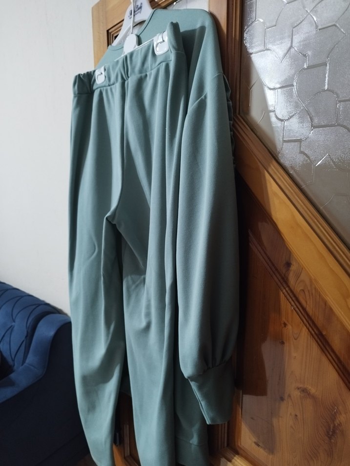 Uzun Kollu Mavi Robalı Rahat Tunik - Görsel 5