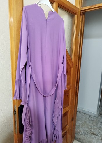 Uzun, Pilili Mor Kadın Elbise - Görsel 6