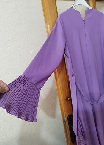 Uzun, Pilili Mor Kadın Elbise - Görsel 7