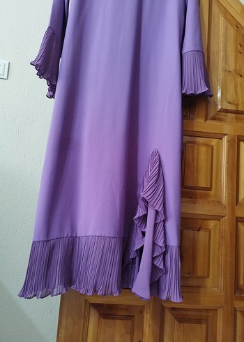 Uzun, Pilili Mor Kadın Elbise - Görsel 4