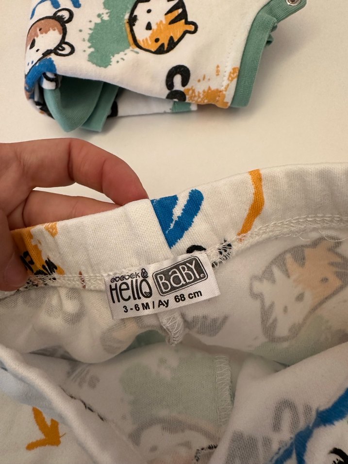 Bebek Erkek Çok Renkli Baskılı Pamuklu Takım - Görsel 4