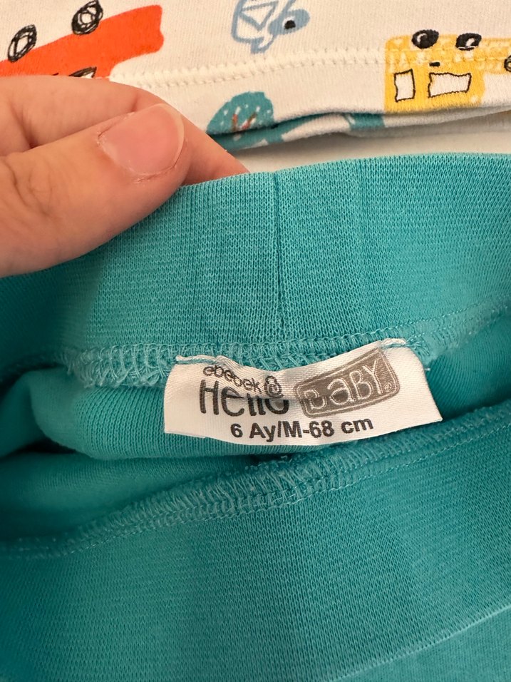 Turkuaz Bebek Takımı Uzun Kollu ve Örgü Detaylı - Görsel 2