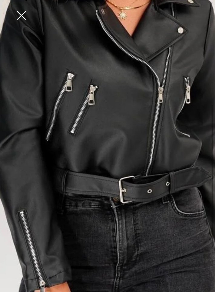 Kadın Siyah Deri Ceket - Görsel 3