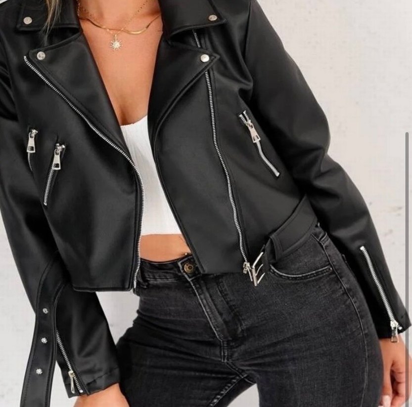 Kadın Siyah Deri Ceket - Görsel 4