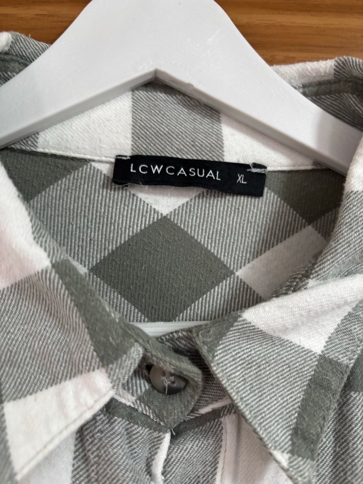 Gri Kareli Kadın Pamuk Gömlek - Görsel 3