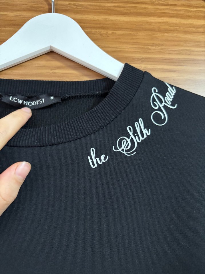 Siyah Uzun Kollu Salaş Tunik sweatshirt - Görsel 2