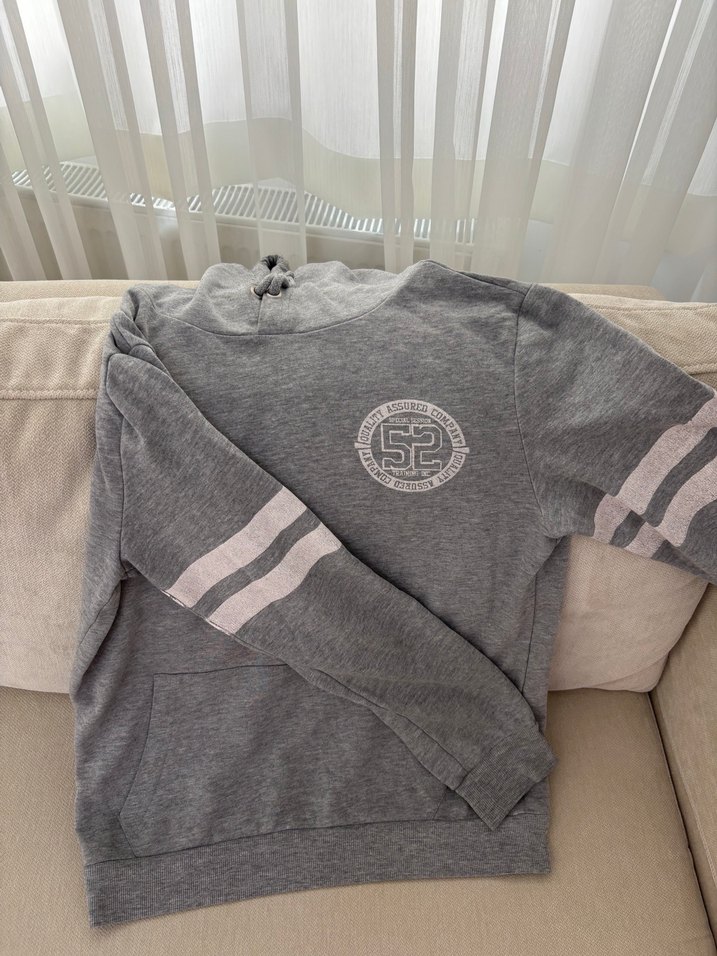 Gri Uzun Kollu  Kadın Sweatshirt - Görsel 2