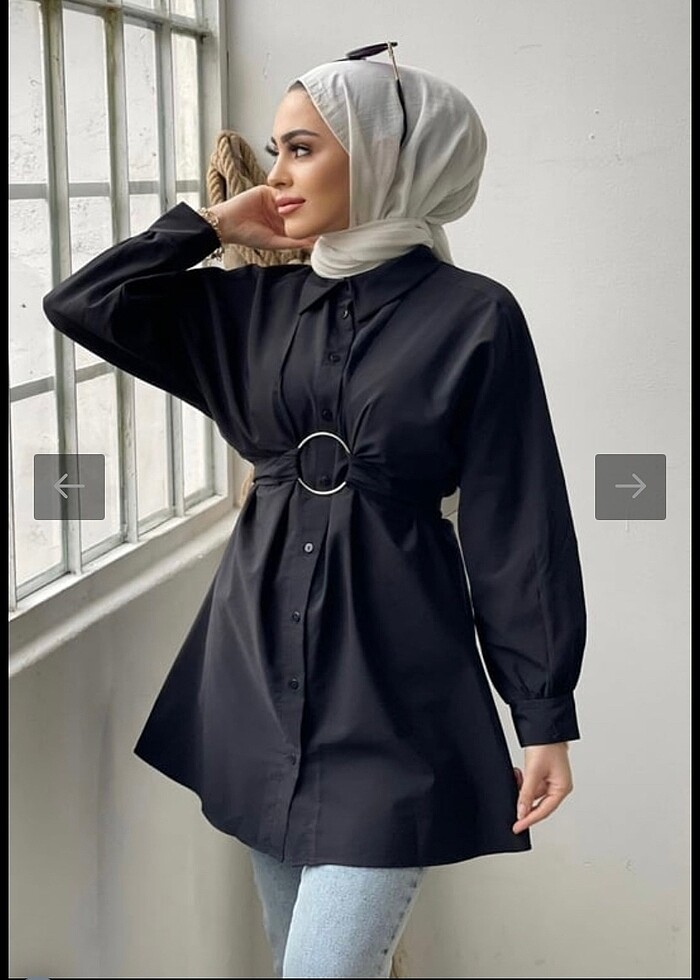 Metal halka tokalı gömlek - Görsel 2