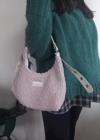 Beyaz Örgü Kadın Omuz Çantası - Görsel 4